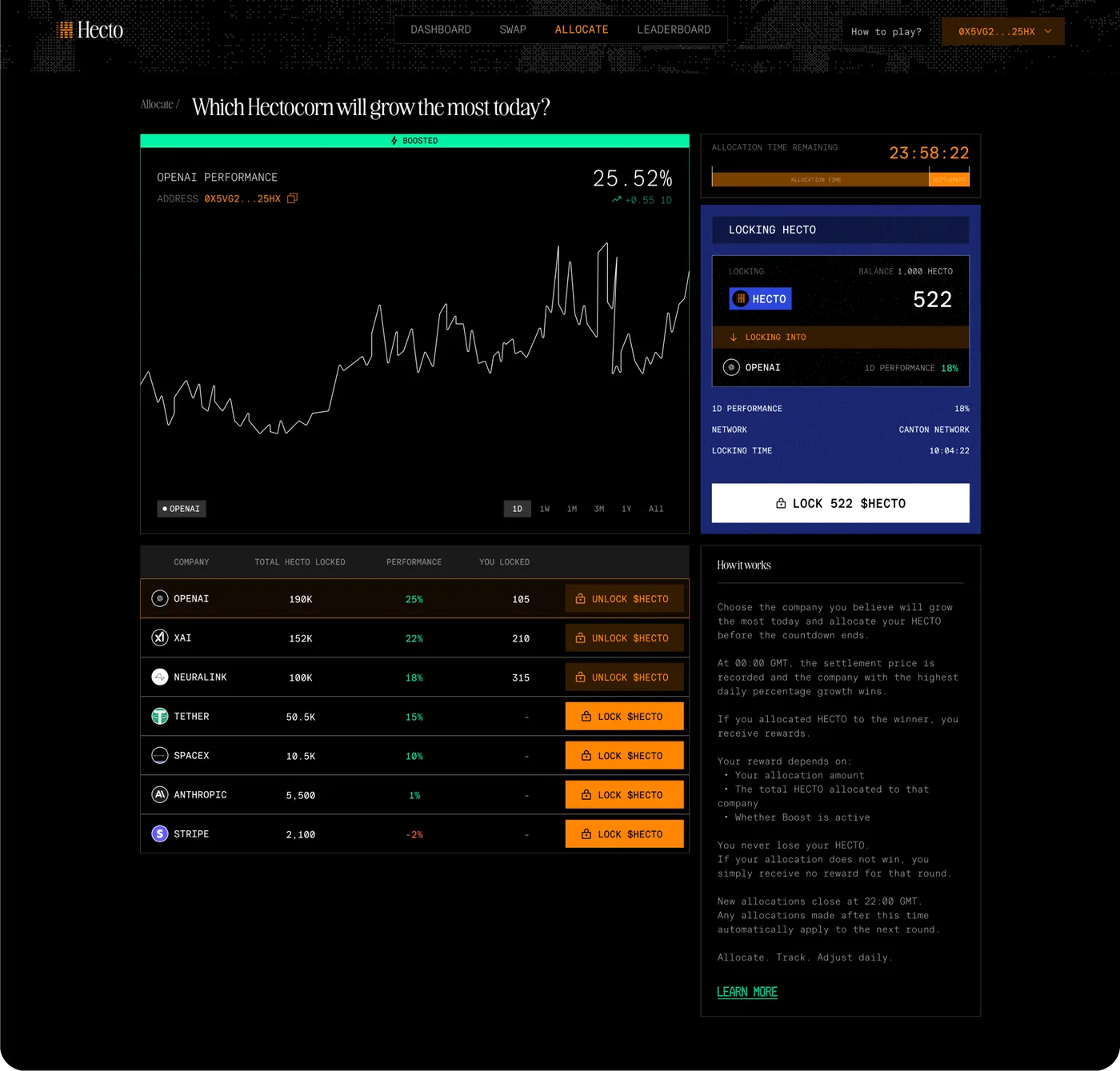 Hecto Predictions app interface